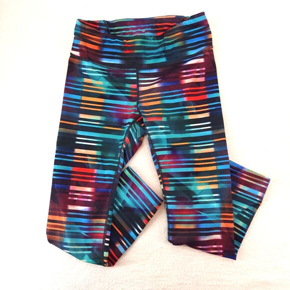 Athleta Pants - Athleta Womens Multicolor Striped Capri Leggings Size Small Tall Crop Zip Pocket